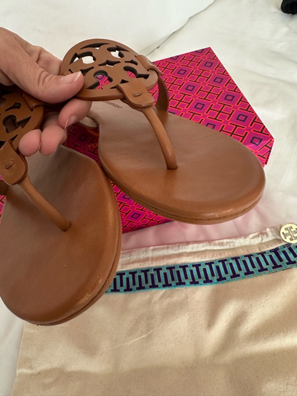 Tory Burch Leather Miller Sandals | Bourbon Miele | Size 9.5 - Picture 4 of 7